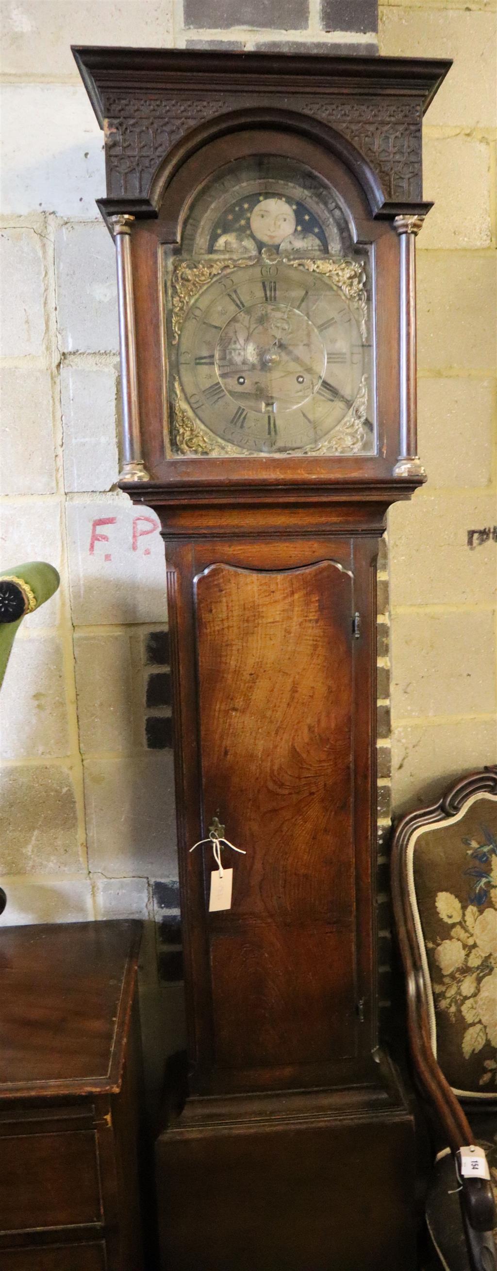 A George III oak 8 day longcase clock marked Balcock, Pen-Rice, height 219cm